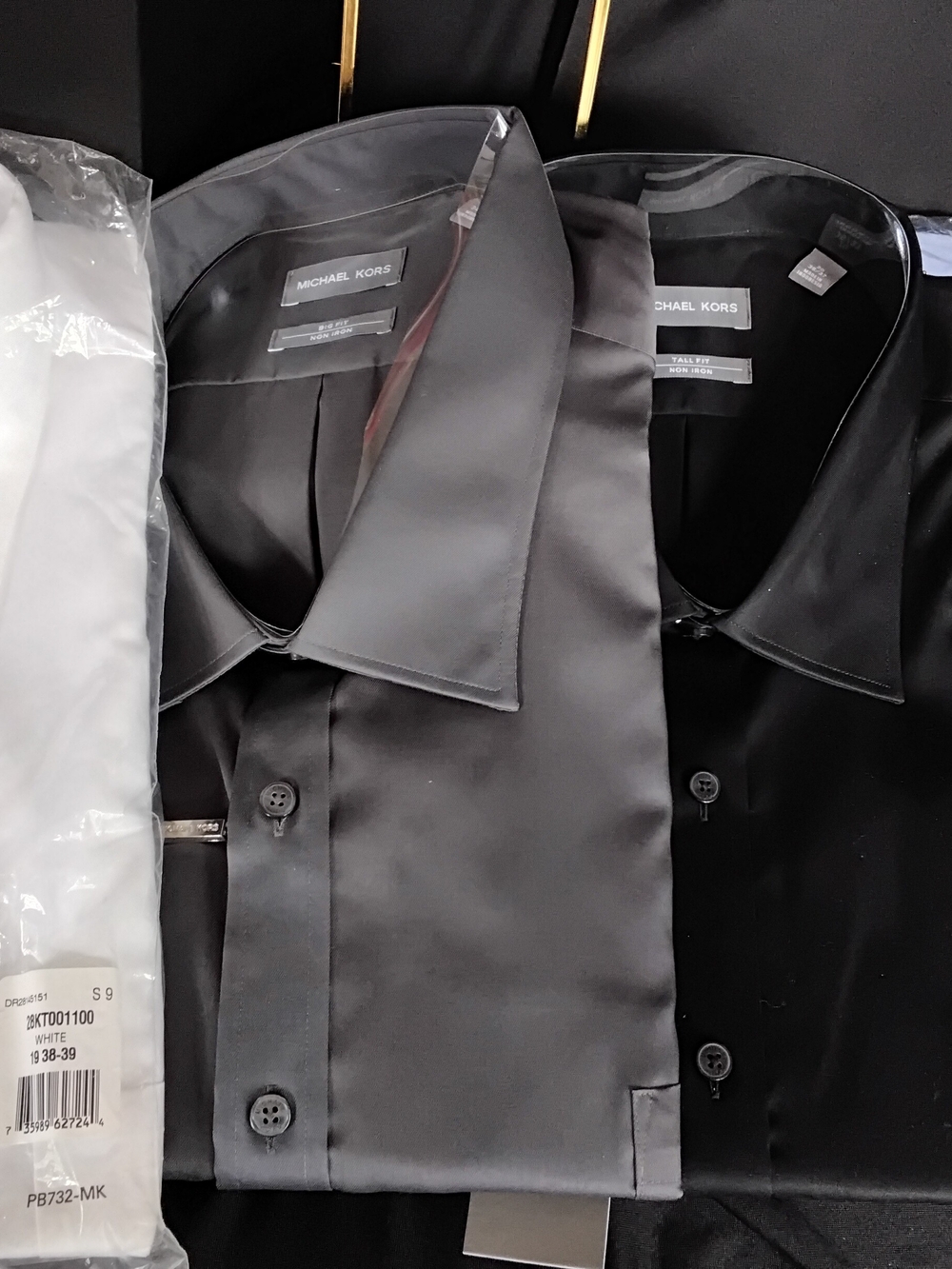 Michael Kors Black and Charcoal Satin Dress Shirts